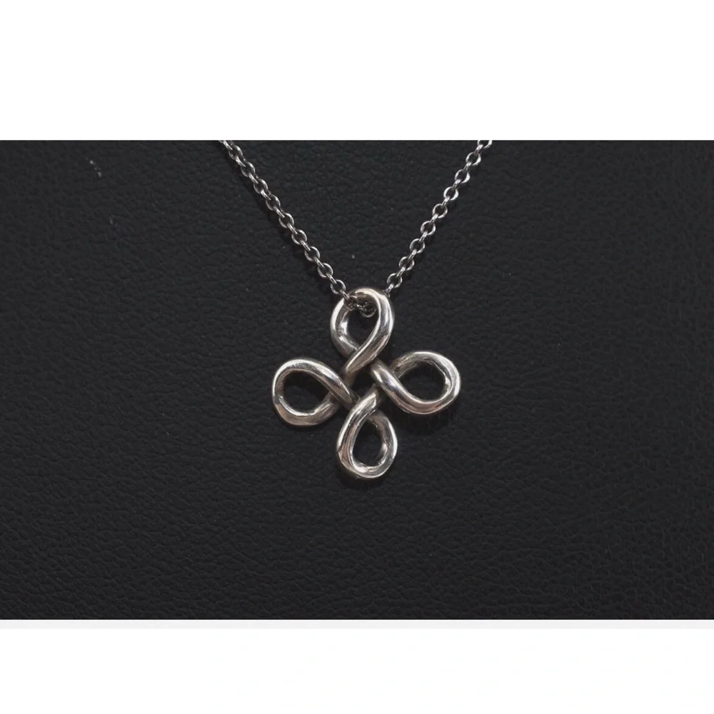 Rare🦄Auth Tiffany Elsa Peretti Silver Knot Pendant Necklace - Picture 8 of 9
